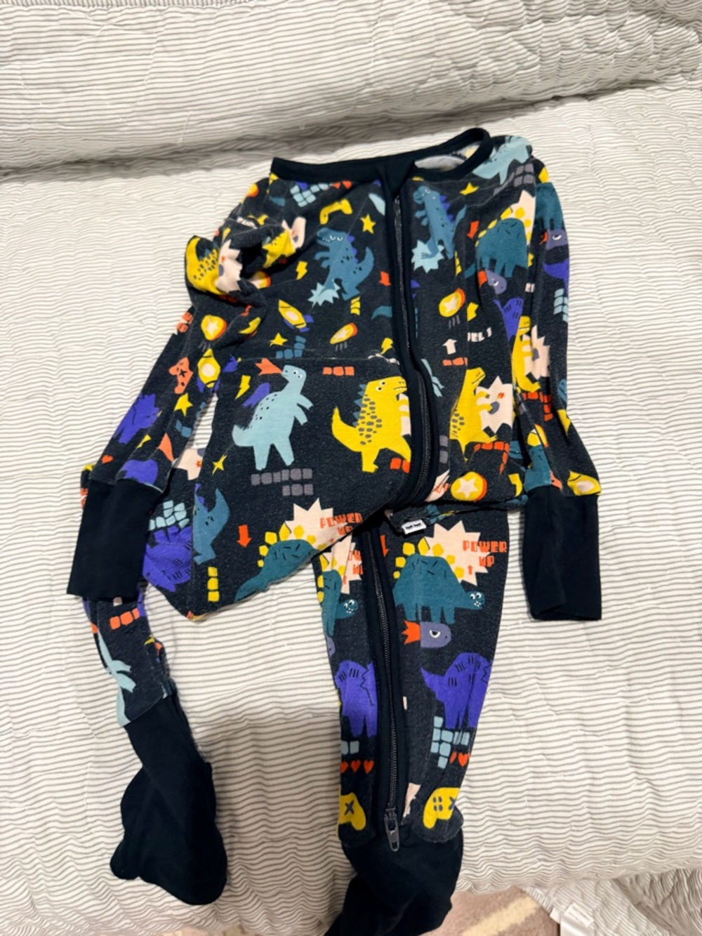 Little Sleepies Navy Footed Pajamas with Multicolor Dino Print